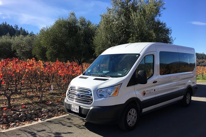 Charlotte, team leader of the Van team, prefers drinking in views of the fall colors in the vineyards!